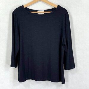 Mishi Wearables Black 3/4 Sleeve Lightweight T-Shirt Top Size Large